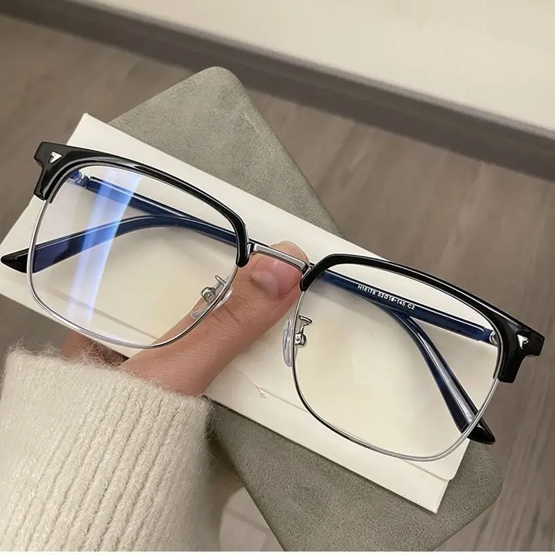 ￼Mắt kính gọng chữ nhật nửa viền phong cách retro thời trang Hàn Quốc - Mắt Kính Thuý Nhi 1