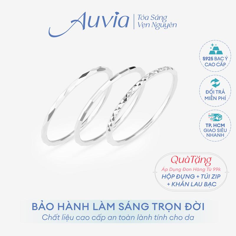 Nhẫn bạc nữ trơn mặt cắt lấp lánh trẻ trung. nhẫn bạc nữ thật 100% S925 nguyên khối đơn giản - Auvia Jewelry 1