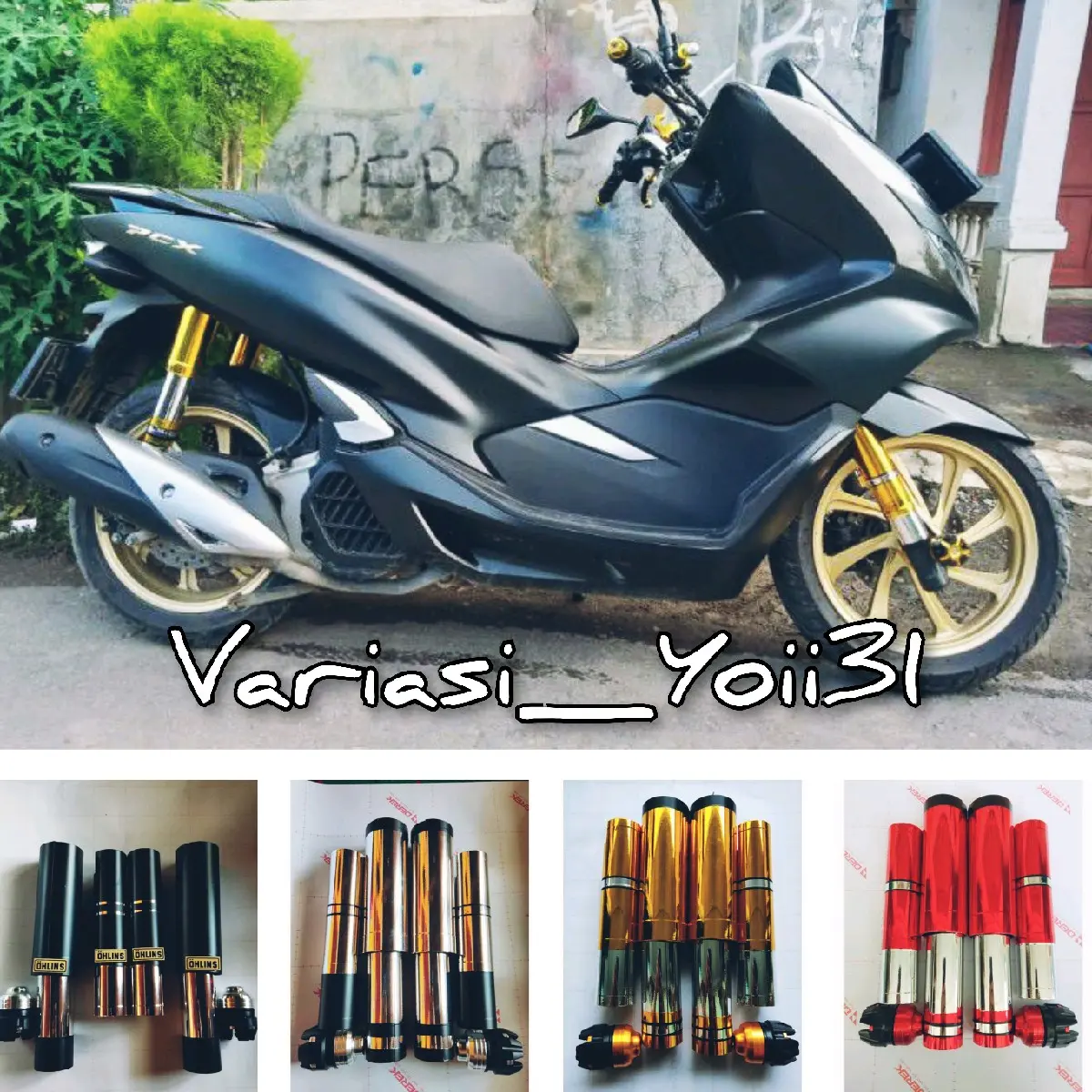 Paket komplit Cover shock PCX fullset depan belakang plus jalu as, pengaman shockbreaker pcx 150cc dan 160cc ABS CBS Motorcycle