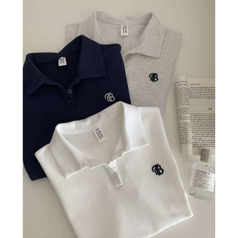 Product Introduction of Áo Polo Tay Lỡ Màu Trơn Đơn GIẢN Thêu Chữ TB tag WG.WE Minxu Shop POLO10 11