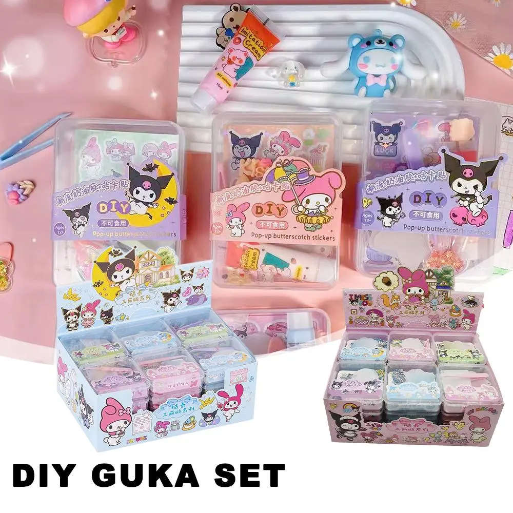 Set Pelekat Guka, Buatan Tangan, Kotak Hadiah Besar, Untuk Kanak-kanak, Pelekat Hadiah, Bahan Buku Skrap, DIY, Tangan, D3V9