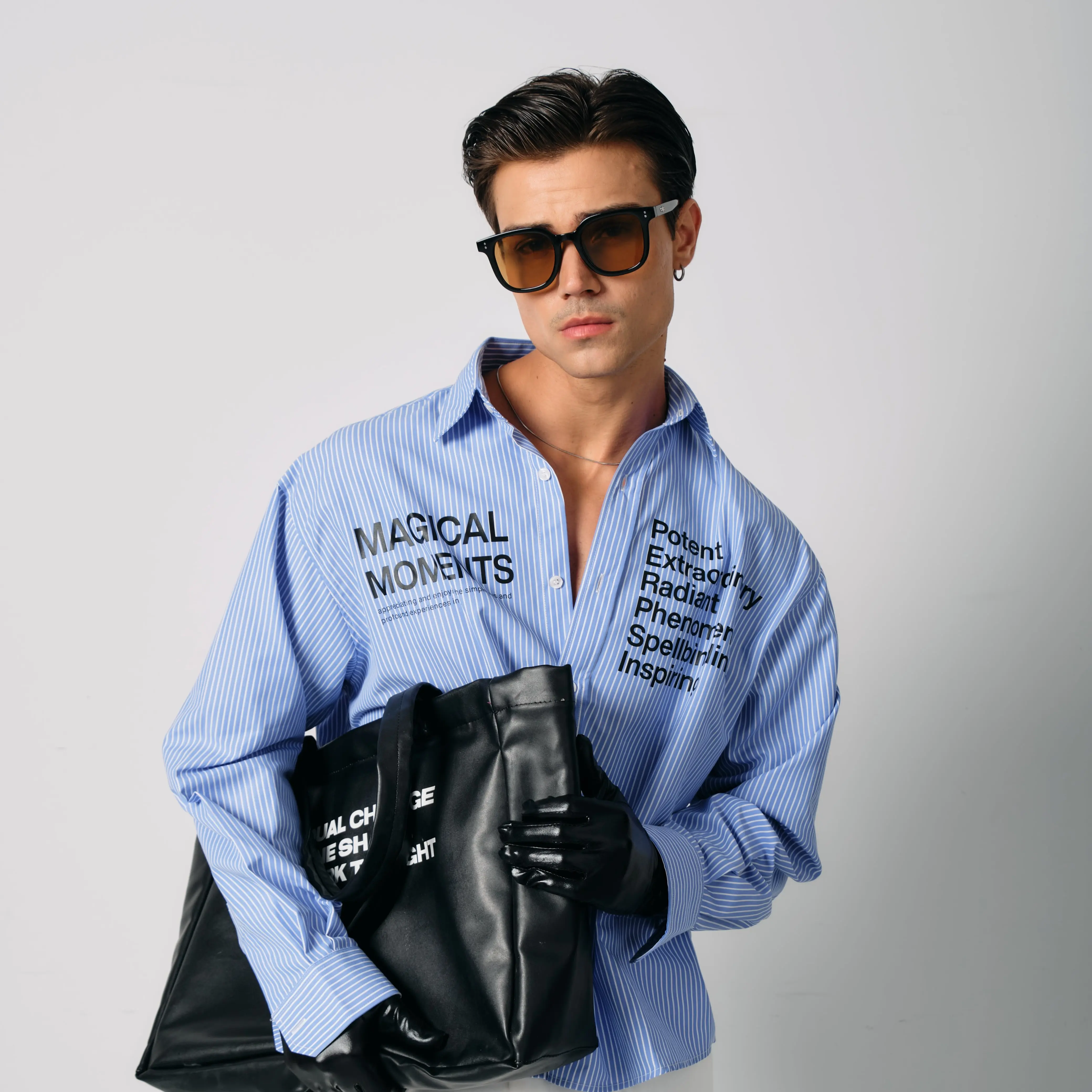 Áo sơ mi sọc Blue MAZIC Boxy Thanh lịch - Thương hiệu uy tín
