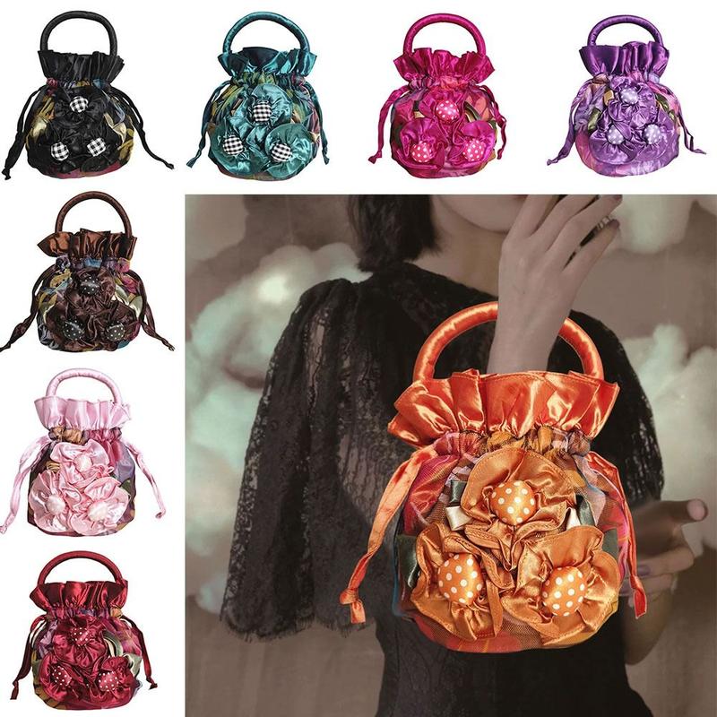 Product Introduction of vomic Fashion Embroidered Flower Women Handbags Ethnic Style Top Handle Bucket Bag Handmade Cosmetic Bag for Women 10