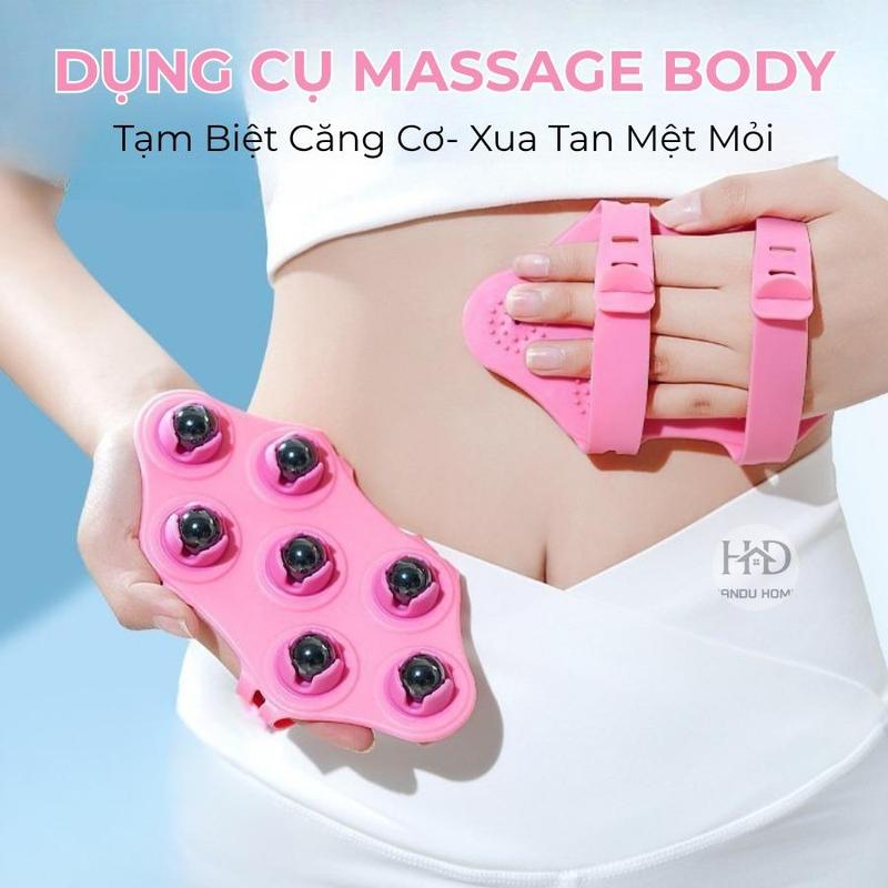 Găng Tay Massage 7 Bi Con Lăn Massage Bụng Giảm Mỡ Bàn Chà Mát Xa Vai Cổ Gáy
