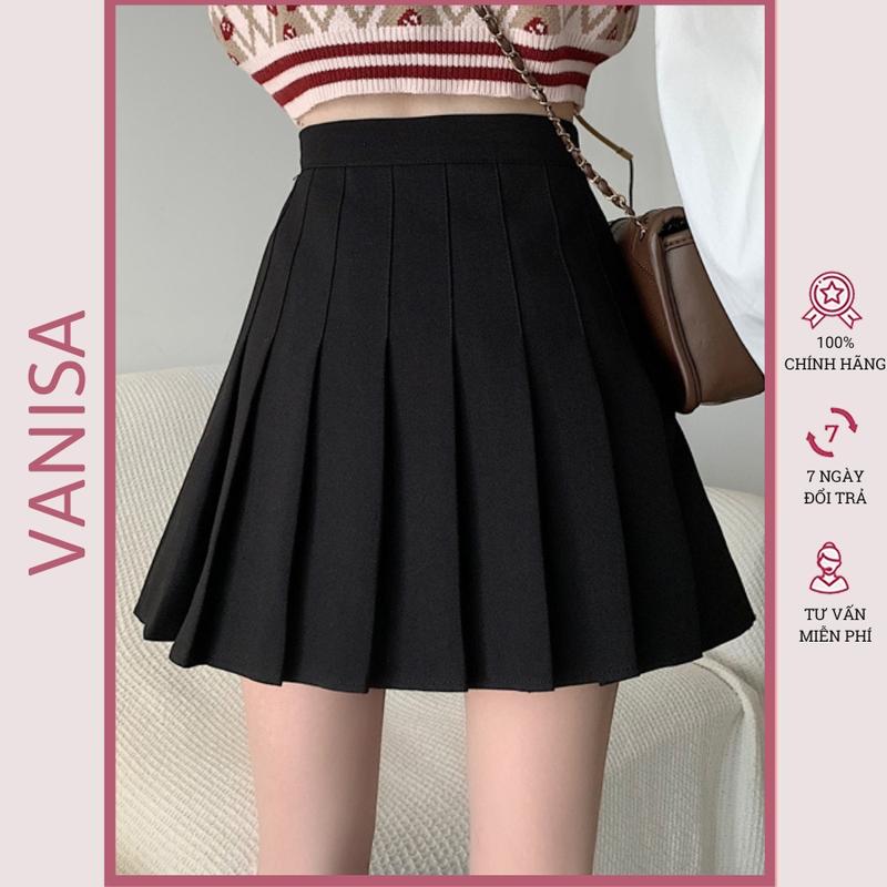 Chân váy tennis xếp ly nữ tenis xòe ngắn xám đen trắng bigsize có quần trong VANISA CV019 Women Nhung Voan ruffle skirt
