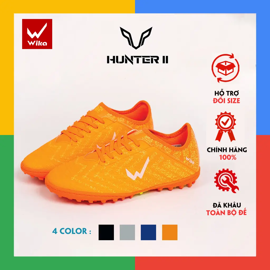 Giày Đá Bóng Sân Cỏ Nhân Tạo Wika Hunter II đã khâu đế, Giày Đá Banh Chính Hãng Bảo Hành 3 Tháng Sneaker Sport Cao Su Tập Thể Dục Giày Thể Thao giay  bong