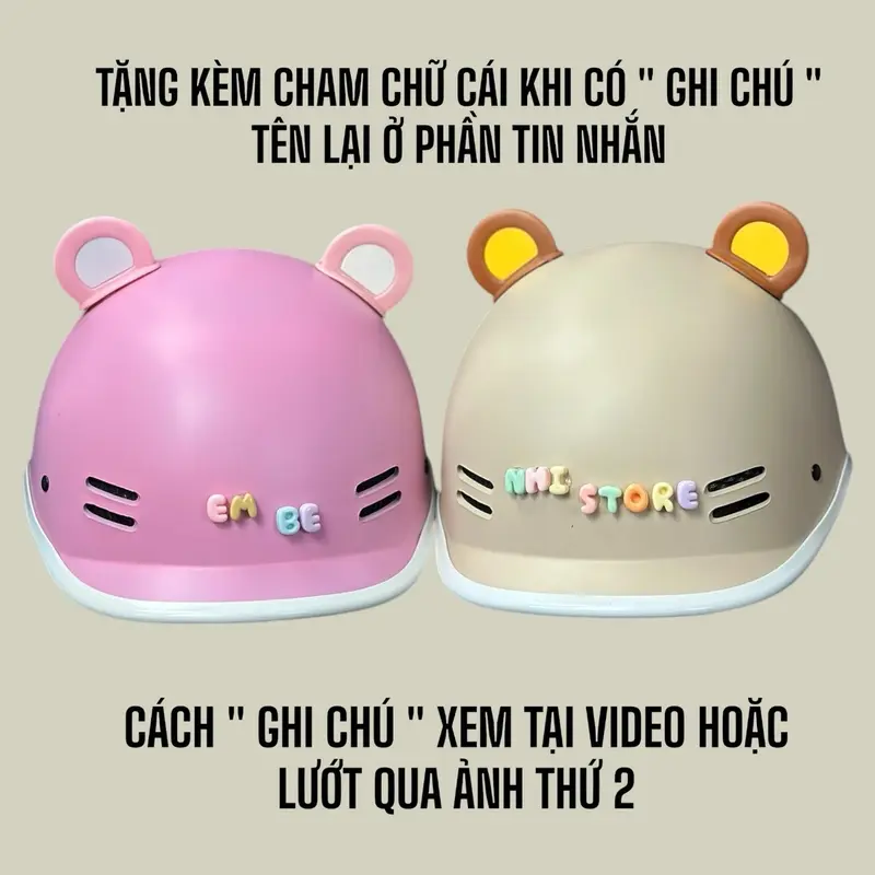 ( NÓN BẢO HIỂM ĐẠT CHUẨN ) MŨ BẢO HIỂM DÁNG CÁ HEO CHÍNH HÃNG ( HÀNG ĐẠT CHUẨN ĐI XE MÁY ) - TẶNG CHAM CHỮ + TAI - Helmet Phụ Kiện Đội đầu 4
