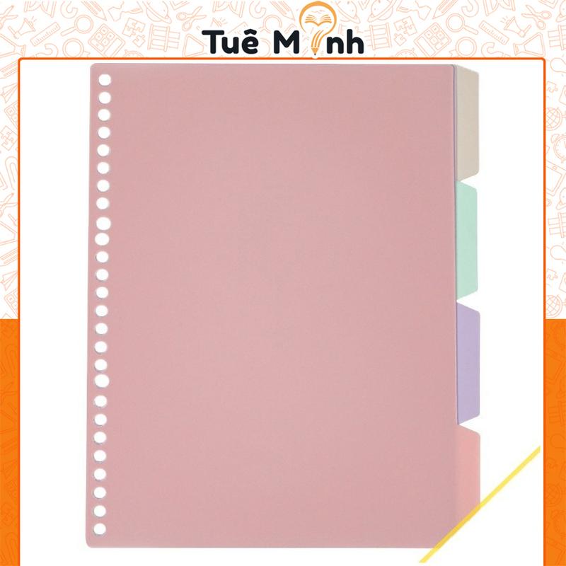 Bộ 4 tab phân trang B5 nhựa 26 lỗ P19/P21 Pastel, Retro bìa nhựa phân trang sổ còng binder