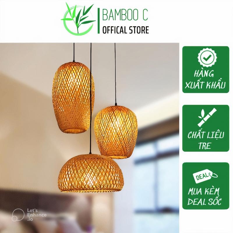 Combo đèn mây tre đan,đèn tre thả trần trang trí, đèn lồng mây tre đan