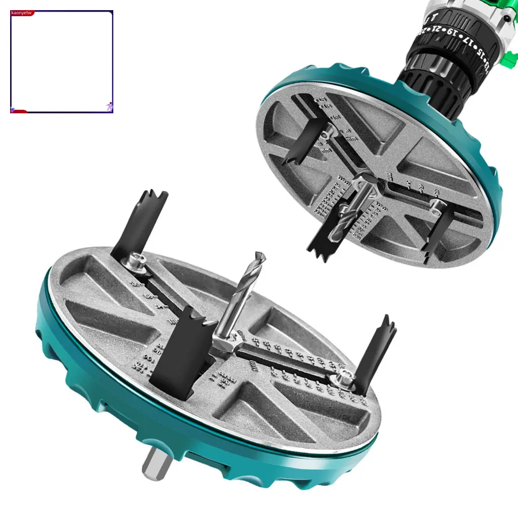 kaonyetw- Woodworking Drill Adjustable Woodworking Hole Opener Tool 3-teeth 45-130mm Safe  Wide Application 1/2pcs Round Hole Saw