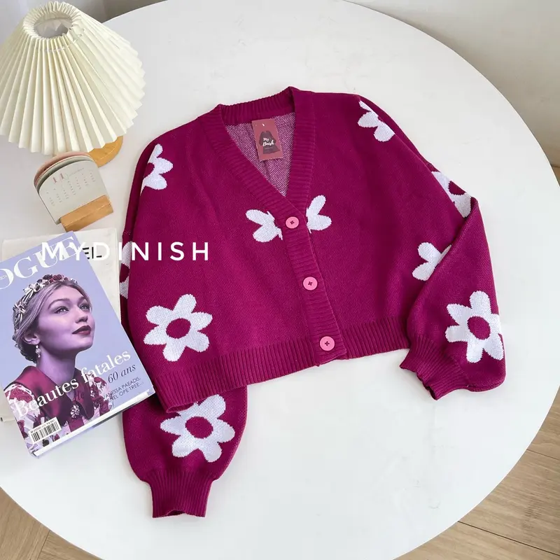 Loly Oversize Cardy - Cardigan Wanita Motif Flower Nyaman Outer 5