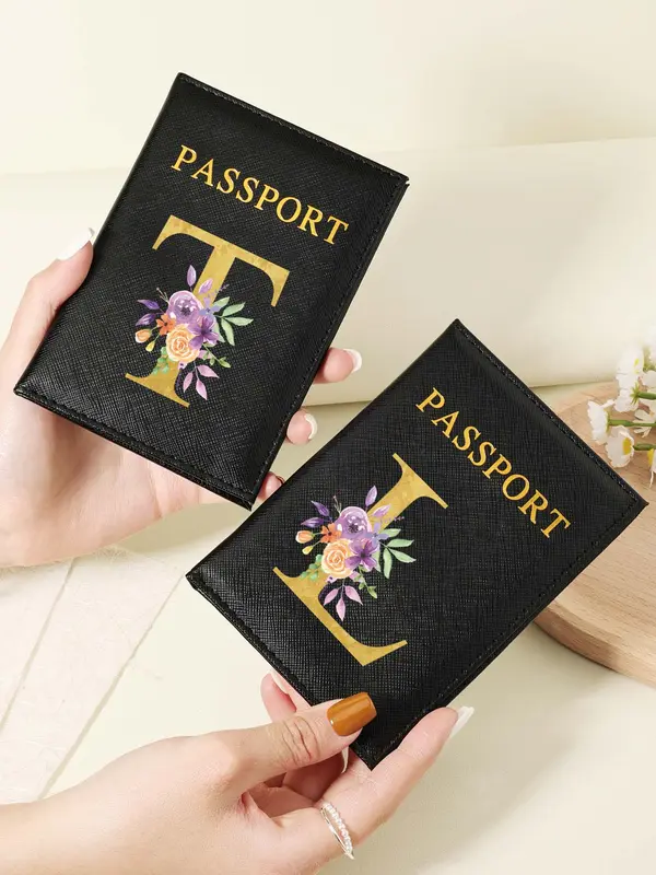 Letter Pattern Passport Holder, Multi Card PU Passport Cover, Portable Travel Card Holder, Stylish Minimalist Design Card Holder for Safe Storage of Cards and Documents 8