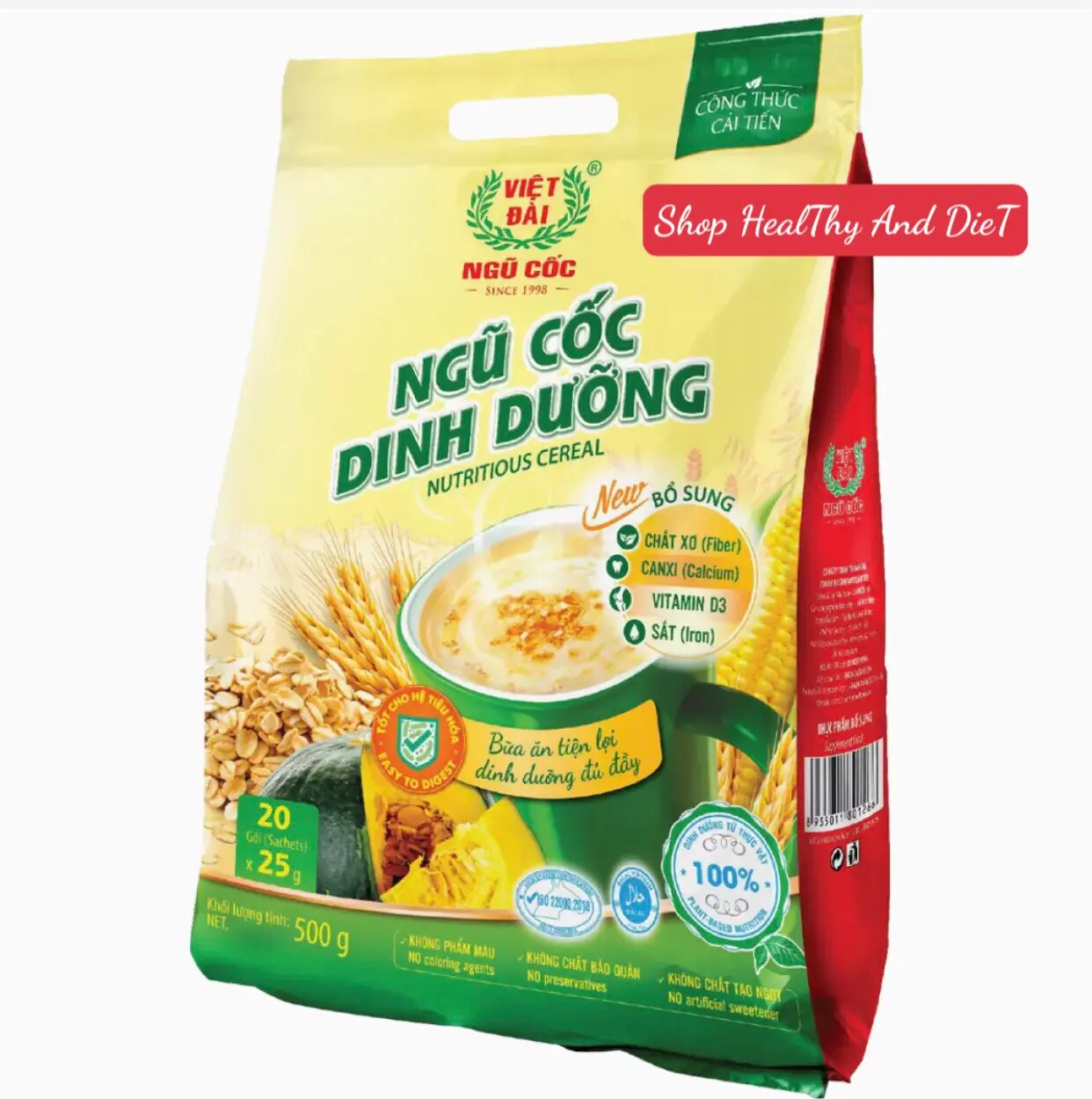 Bột Ngũ Cốc Dinh Dưỡng Việt Đài Túi 500g (25gr x 20gói)