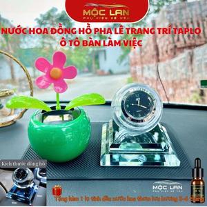 Trang Trí Taplo Nội Thất Ô Tô Nước Hoa Đồng Hồ Thủy Tinh Pha Lê Đặt Bàn Làm Việc Tặng Kèm Tinh Dầu Nội Thất