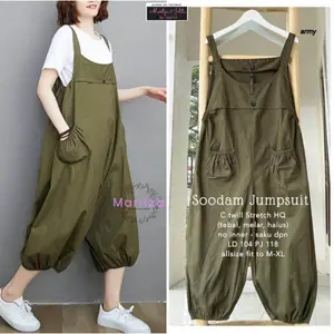 Jiel Jumsuit Set Kaos Manset Katun Twill Stretch Tebal / Momo Overall Jiel Jumpsuit Baju Kodok / Soodam Jumpsuit / Alexia Jumpsuit  Bahan Cotton Twill Stretch Premium Gaya Wanita Korea Panjang