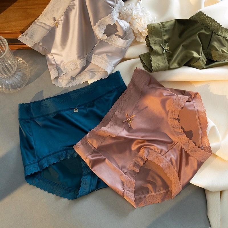 Set 5 quần lót nữ lụa cao cấp cạp vừa phối ren Nữ Quần Lót Women