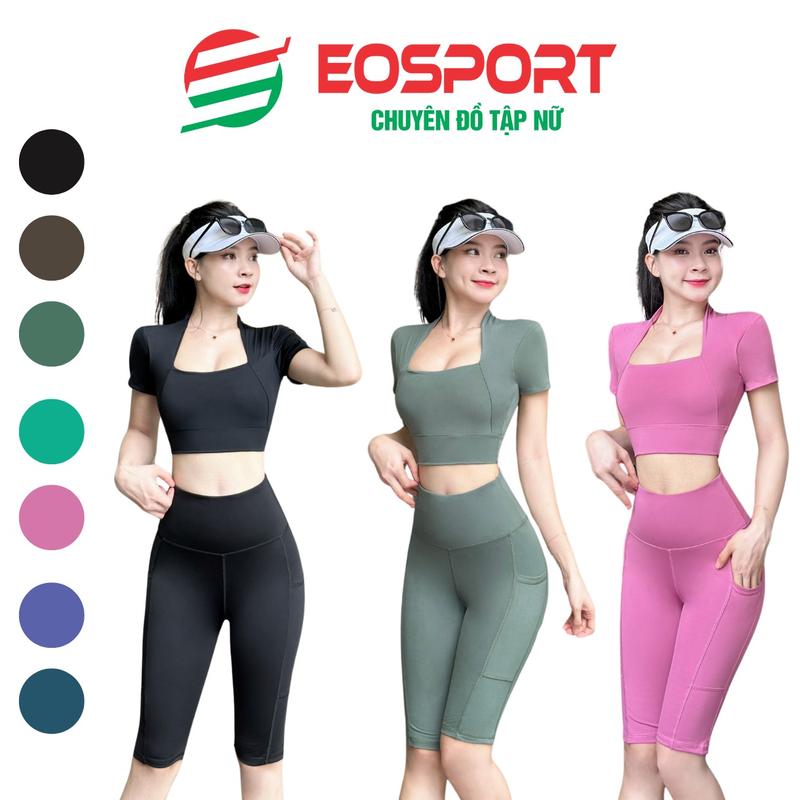 Đồ Tập Gym Yoga Aerobic Nữ Dáng Quần Ngố Áo Cộc Tay Hở Lưng Kèm Mút Chất Vải Thun Lạnh Co Giãn 4 Chiều Ng12 Sport Chạy Bộ Tập Thể Dục