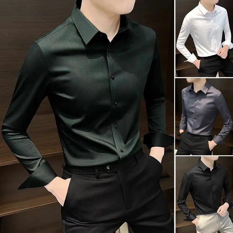 Áo sơ mi nam dài tay chất lụa cao cấp không nhăn phù hợp với mọi lứa tuổi