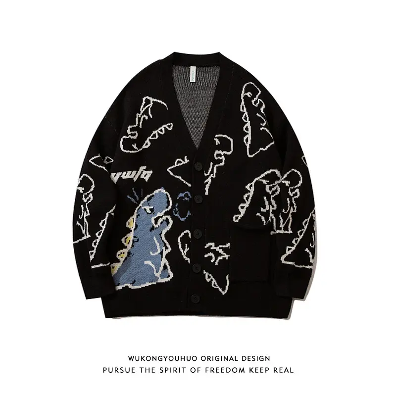 Bán Chạy!Áo Len Cardigan Jacquard Toàn Bộ, Phong Cách Đường Phố Phong Cách Hồng Kông, Thương Hiệu Thời Trang Nam, Phong Cách Hip Hop, Dáng Rộng Vừa Vặn, Thích Hợp Cho Các Cặp Đôi, Áo Khoác Hợp Xu hướng Menswear