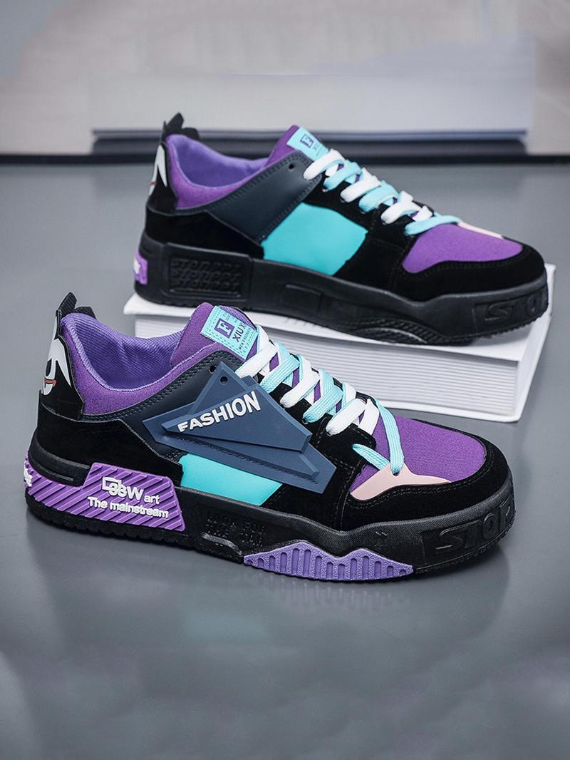 Product Introduction of Men's Fashion Colorblock Lace Up Platform Sneakers, Lightweight Breathable Comfortable Sports Running Shoes, Perfect for Students and Outdoor Sports 13