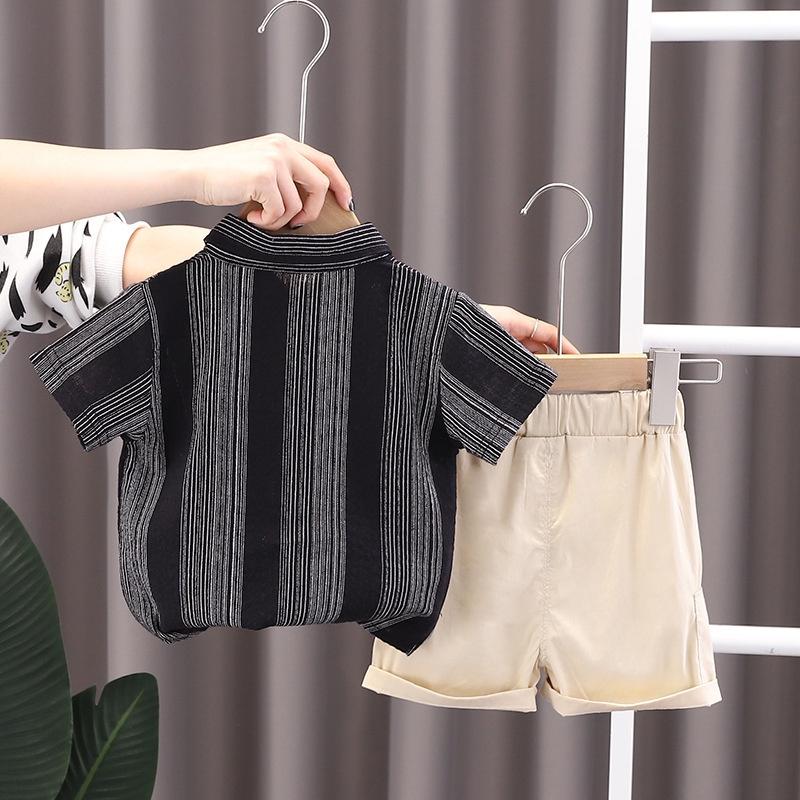 AnvilaShop Setelan Anak Laki-Laki Model Garis-Garis Serat Import Fashion 4