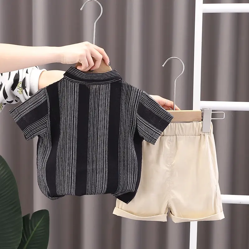 AnvilaShop Setelan Anak Laki-Laki Model Garis-Garis Serat Import Fashion 4