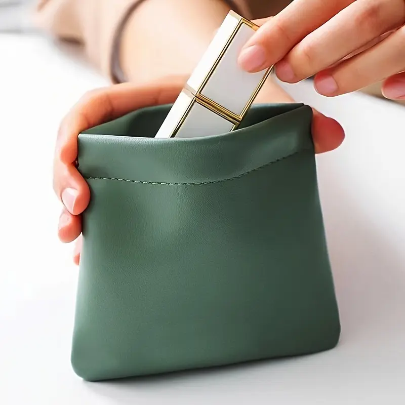 1pc Shrapnel Light Luxury Portable Mini Travel Pocket Red Envelope, Casual Style Synthetic Leather Key Change Cable Storage Bag, Available in Earthy Yellow, Dark Green, Sky Blue, Light Gray, Charcoal Gray, and Blush Pink, Makeup Organizer |   Sleek Wallet