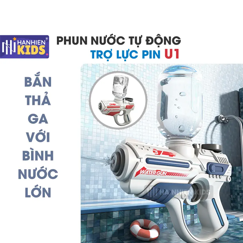 Đồ chơi phun nước tự động U1 trợ lực dùng pin 2023 cho trẻ