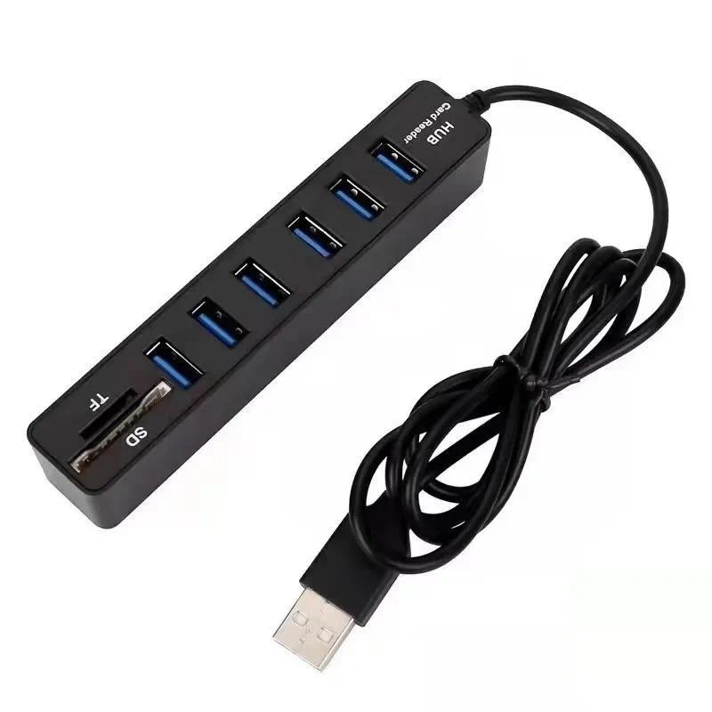 Hub USB 2.0, Hub 6 Cổng, Cổng Bộ Chia Nhiều, Cáp Dài 100cm, Bộ Mở Rộng Nhiều, Dành Cho Máy Tính Xách Tay Và PC, Phụ Kiện Bộ Chuyển Đổi USB 0