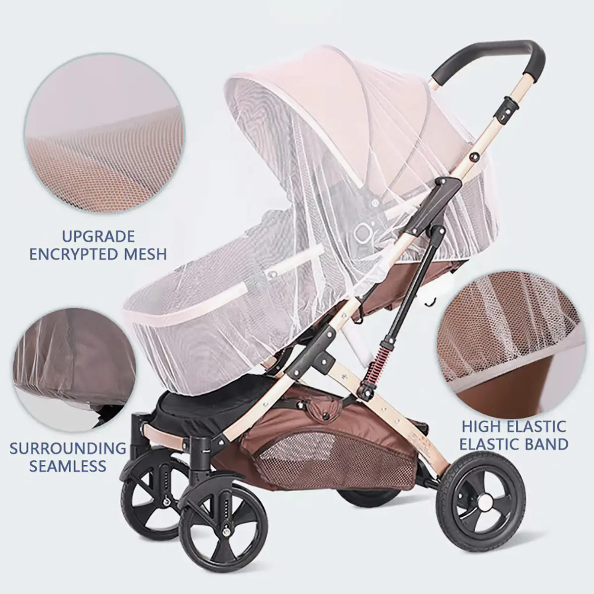 Stroller mosquito net full cover type universal encrypted breathable mosquito net summer mosquito net anti-mosquito dustproof and light protection net cover