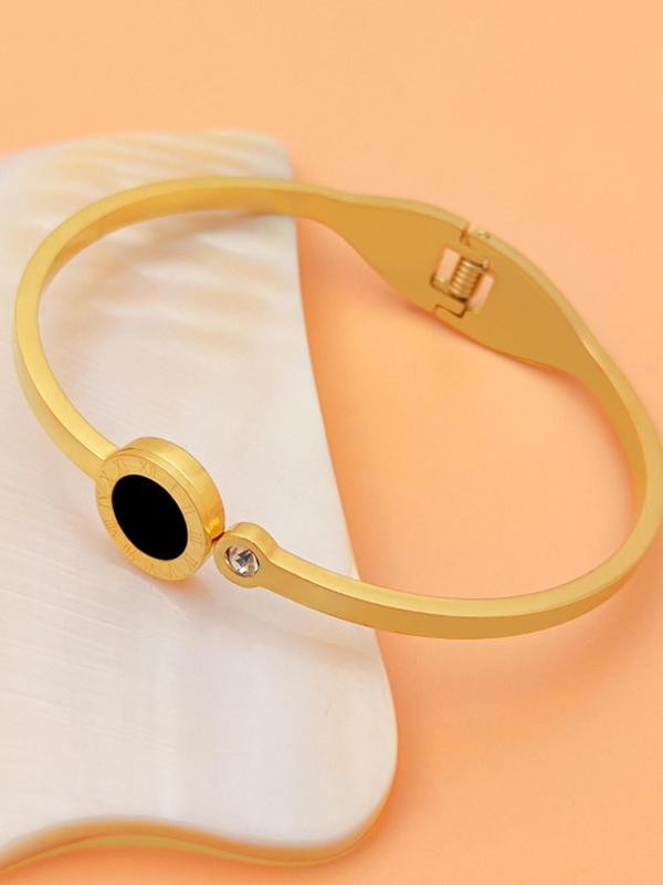 Fashionable Stainless Steel Roman Numerals Decorated Bangle, High Quality and Exquisite Bangle, Casual Versatile Party Accessories for Women 3
