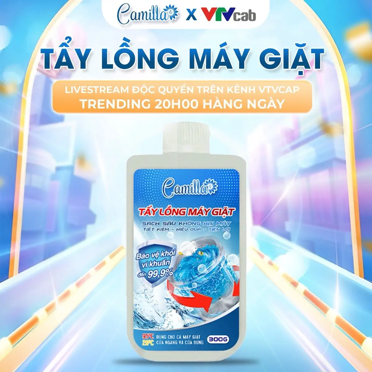 1 Hộp Tẩy Lồng Máy Giặt Cao Cấp Camilla 300Gr giúp làm sạch cặn bẩn hiệu quả, an toàn, sử dụng được cho mọi loại máy giặt  - Hộp 300Gr, dạng bột (MS01) - 1