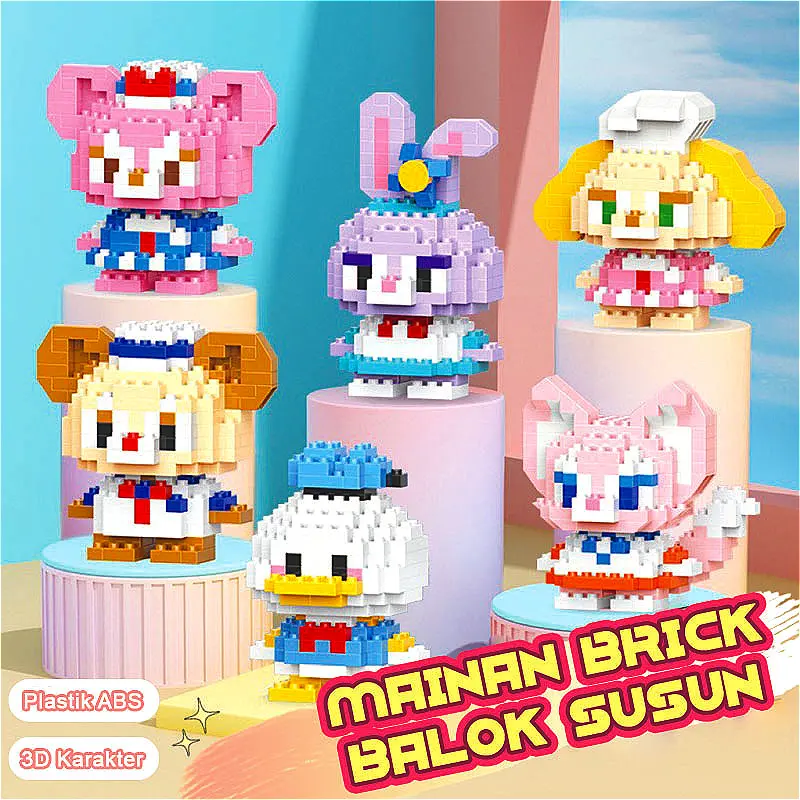 DIY Nano Bricks Karakter Kartun Model Edukasi Anak Bricks Mini Karakter Kartun Mainan Balok