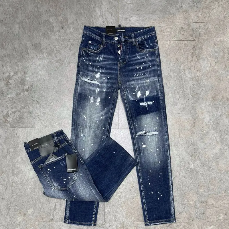 Quần jean dsq xanh vảy sơn 8399 cực chất, new 3