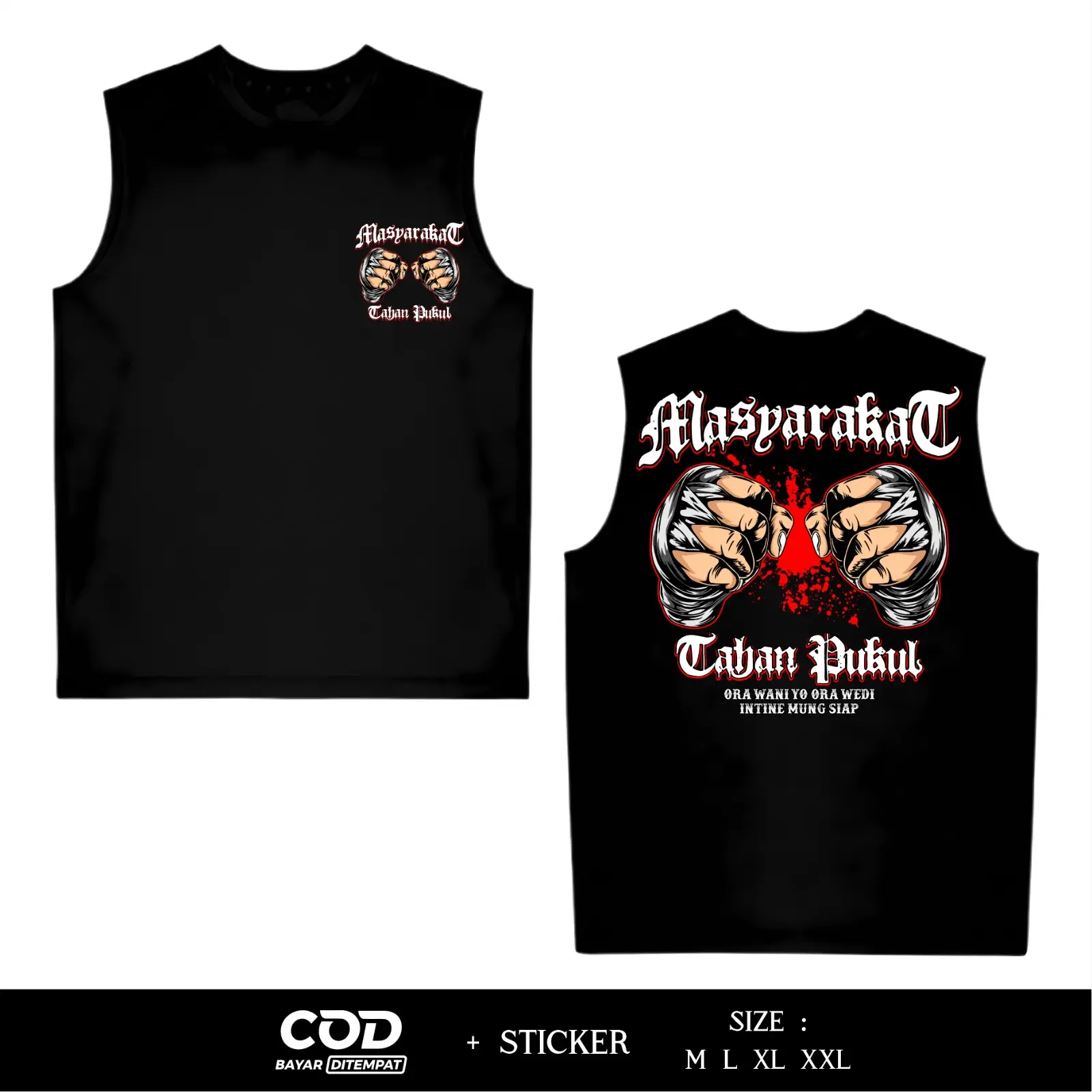 Kaos Singlet  Netral Masyarakat Tahan Pukul Ora Wani Yo Ora Wedi Intine Mung Siap Sablon DTF Desain Terbaru by Inzavibe