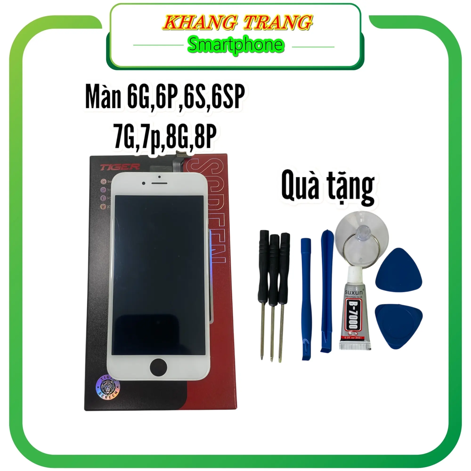 Màn hình ĐT 6G, 6P, 6S, 6SP, 7G, 7P, 8G, 8P độ sáng cao cảm ứng mượt, tặng kèm bộ tô vit mini và keo dán đa năng Phone Kem