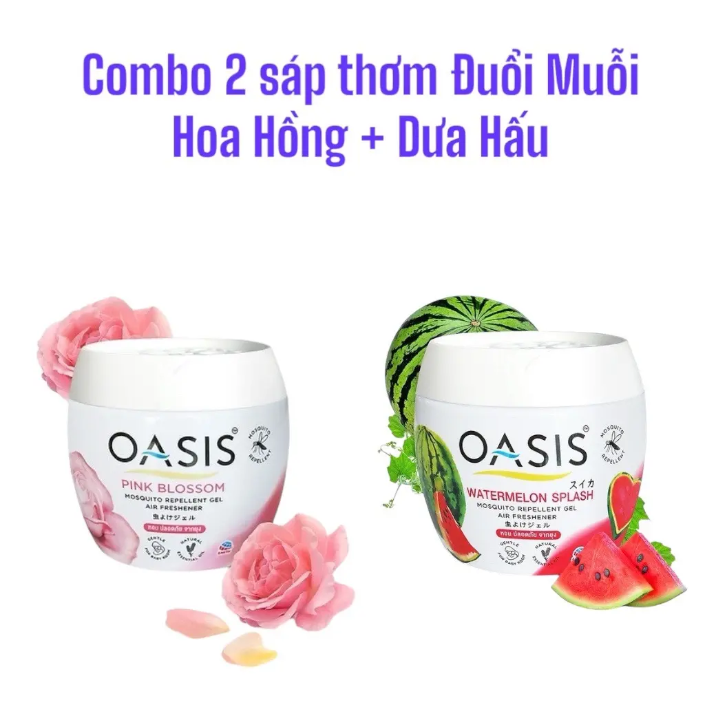 Combo 2 Sáp thơm Đuổi Muỗi Oasis Nhật Bản - Đuổi Muỗi khỏi nhà bạn - Lan toả Hương thơm Ngọt ngào - Khử mùi hôi x it