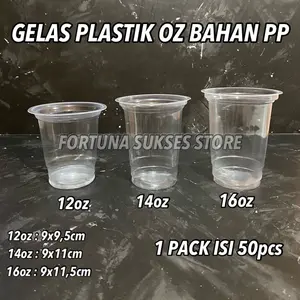 ISI 50pcs - Gelas Plastik 12oz 14oz 16oz - Gelas Plastik Datar Oz Piring Sekali pakai Sekali pakai Sekali pakai Sekali pakai Sekali pakai Sekali pakai Sekali pakai Ramah Lingkungan Ramah Lingkungan