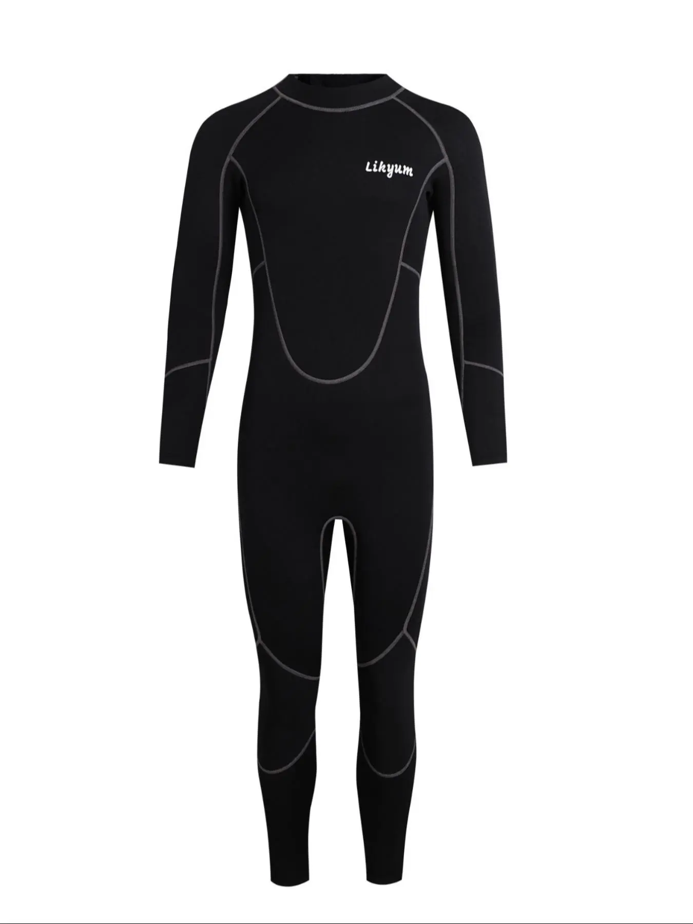 Men's Letter Print Contrast Binding Zipper Back Diving Suit, Sporty Long Sleeve Professional Diving Suit, Professional Diving Equipment for Men