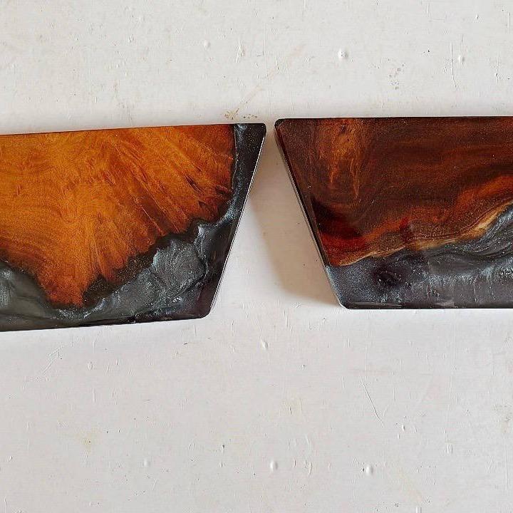 Kê Tay Bàn Phím Hai Mảnh Gỗ Kết Hợp Epoxy Resin, Full Resin Feet Chống Trượt. Màu Theo Yêu Cầu