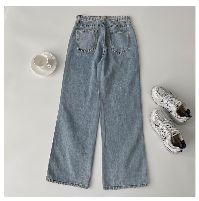 Product Introduction of New Biru muda kulot longgar high waist celana jeans panjang wanita（GOOD LUCK）（realpict） 12