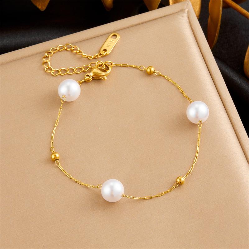 Product Introduction of Vòng Tay Thép Không Gỉ Mạ Vàng, Thời Trang Sang Trọng Giá Cả Phải Chăng Phong Cách Châu Âu Và Mỹ Dây Chuyền Ngọc Trai Tròn Thanh Lịch Cao Cấp, Thời Trang 3