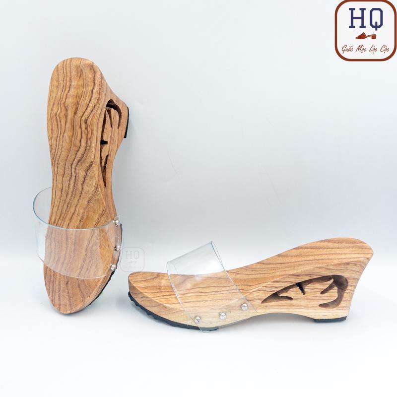 Guốc gỗ nữ mũi tròn, dép gỗ 7 phân quai nhựa Ngân Hà guốc mộc đế xuồng mặc áo dài, bà ba, yếm, đồ lam đi chùa, phụ kiện chụp ảnh