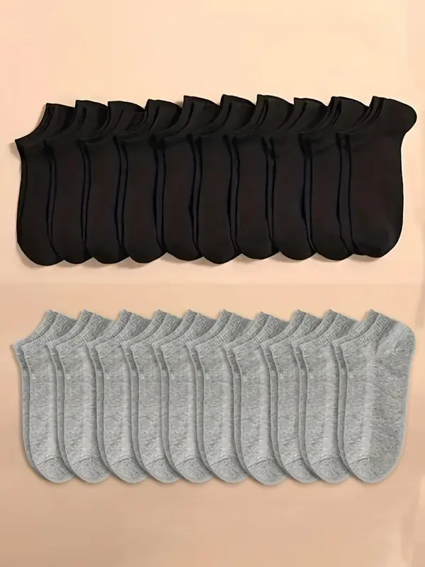Women's 20 Pairs Solid Ankle Socks, Basic Casual Breathable Comfort Cozy Low Cut Socks for All Seasons, Winter Clothes Women, Women's Socks for Daily Wear 3