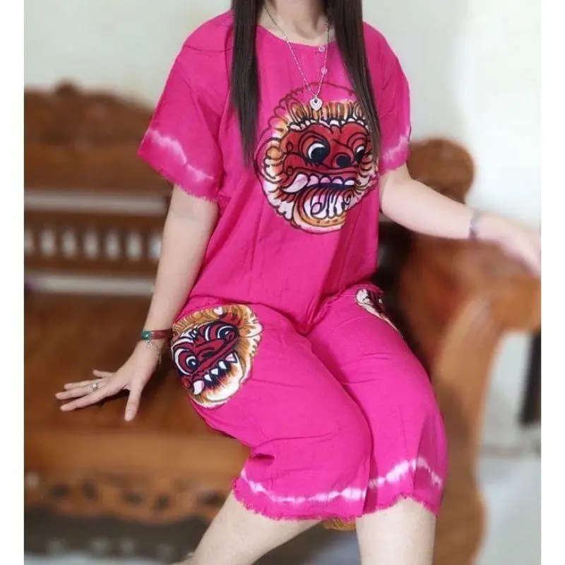 Setelan baju bali jumbo v barong size M-L-XL-XXL celana 7/8 bahan tebal,adem dan nyaman 0