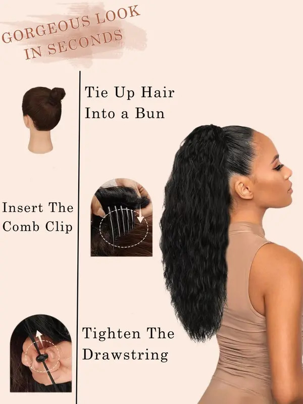30 Inch Long Curly Ponytail Extension, Synthetic Hair Extensions for Women, Gorgeous Fluffy Hair Piece, Synthetic Hairpiece for Daily & Party Use, Hairextensions 4