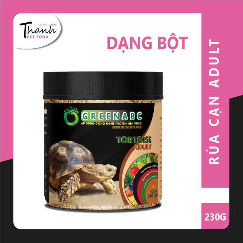 Thức ăn bò sát Rùa Cạn nhãn GREENABC - Tortoise – Sulcata – Hạn chế urat, mai cứng, tăng trưởng nhanh - Hộp 230g 2