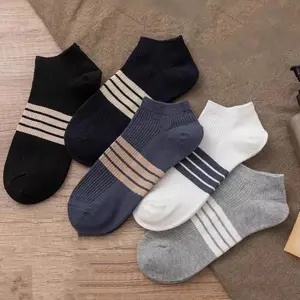 GF Kaos Kaki Pendek Garis Import Murah Polos Dibawah Mata Kaki Fashion Casual Sport Motif Striped Unisex Socks Bahan Katun KK-04