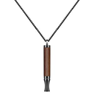 AS6908 Stainless Steel Round Tube Whistle Resistance Necklace For Women Men Jewelry