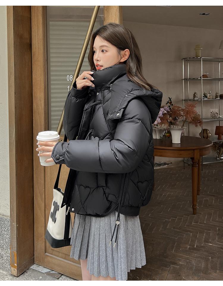 Product Introduction of Fashion Short Cotton-Padded Coat for Women Autumn and Winter New 2024 Korean Style Solid Color with Match Cotton Coat Jacket Thickened Padded Jacket Outer Wear 16